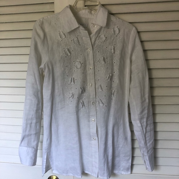 NWOT Crisp white linen blouse - Picture 1 of 2